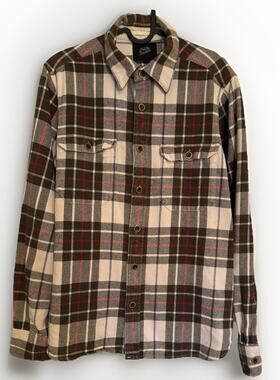 Deus Ex Machina Men Large Plaid Flannel Shirt Long Sleeve Button Up Heavyweight